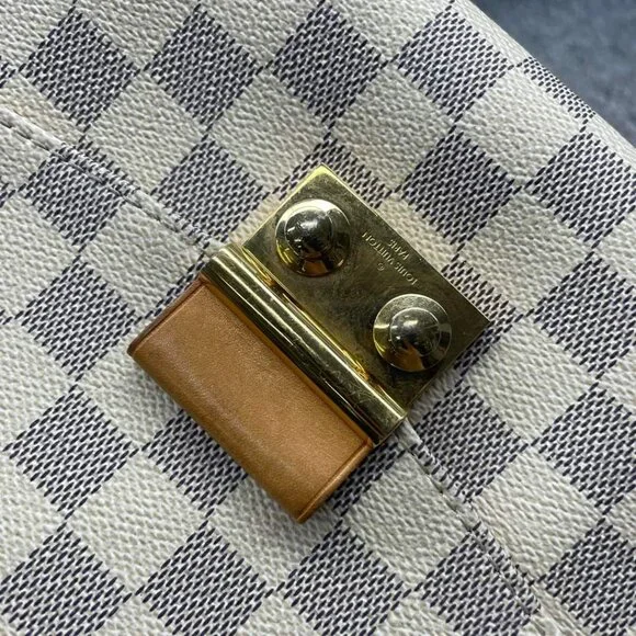 100% Authentic Louis Vuitton Croisette White Damier Azur Canvas Satchel Bag - Picture 6 of 16